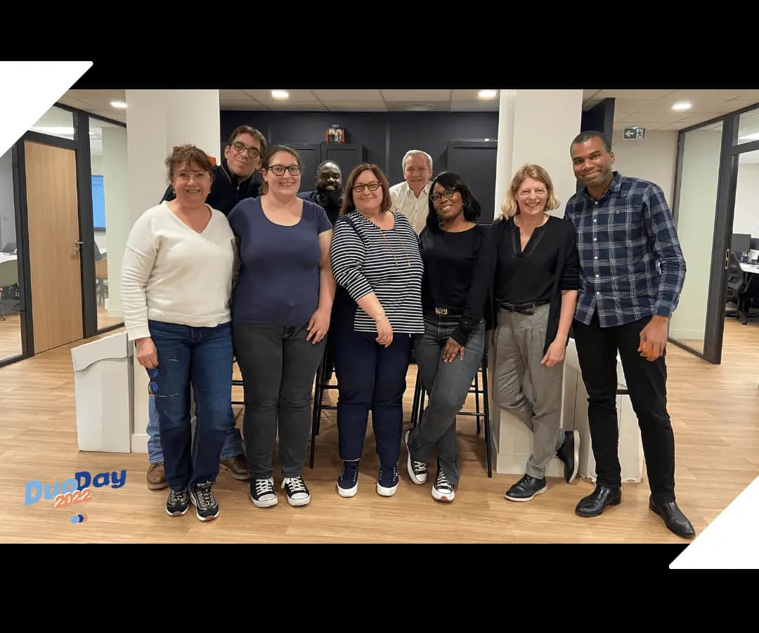 HOMEBOX team group photo taken indoors during the 2022 DuoDay company event